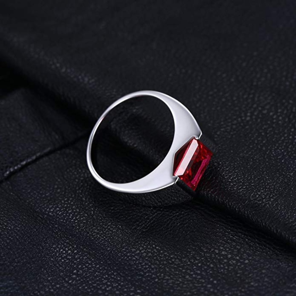 Men's 3.3ct Ruby Ring - 925 Sterling Silver - Picture 2 of 5